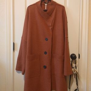 Free People Wool Longline Trench Cardigan